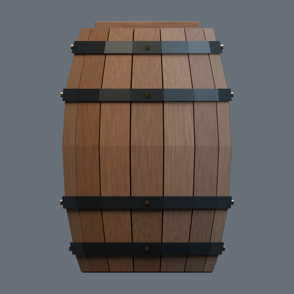 Front orthographic render of the ironbound barrel model.