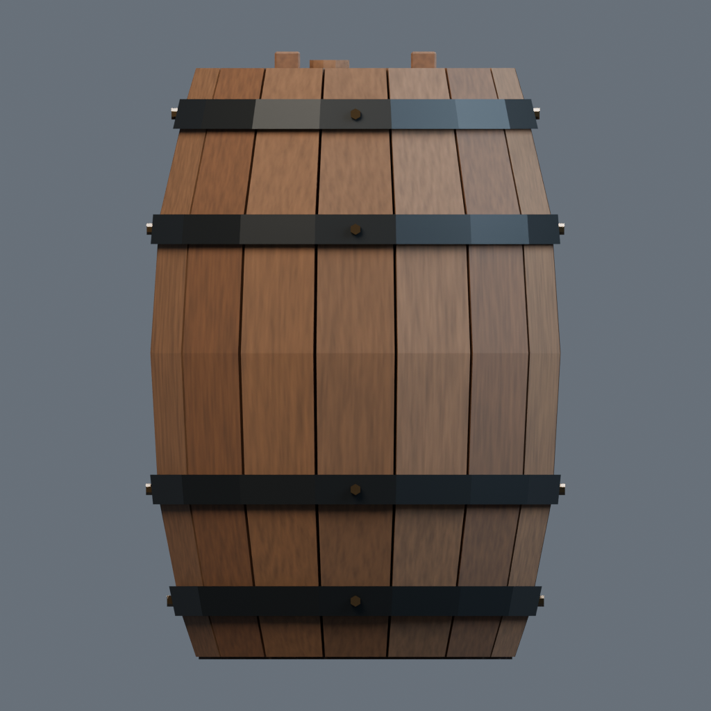 Right orthographic render of the ironbound barrel model.