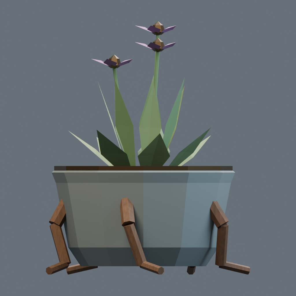 Back orthographic render of the rootbound planter model.