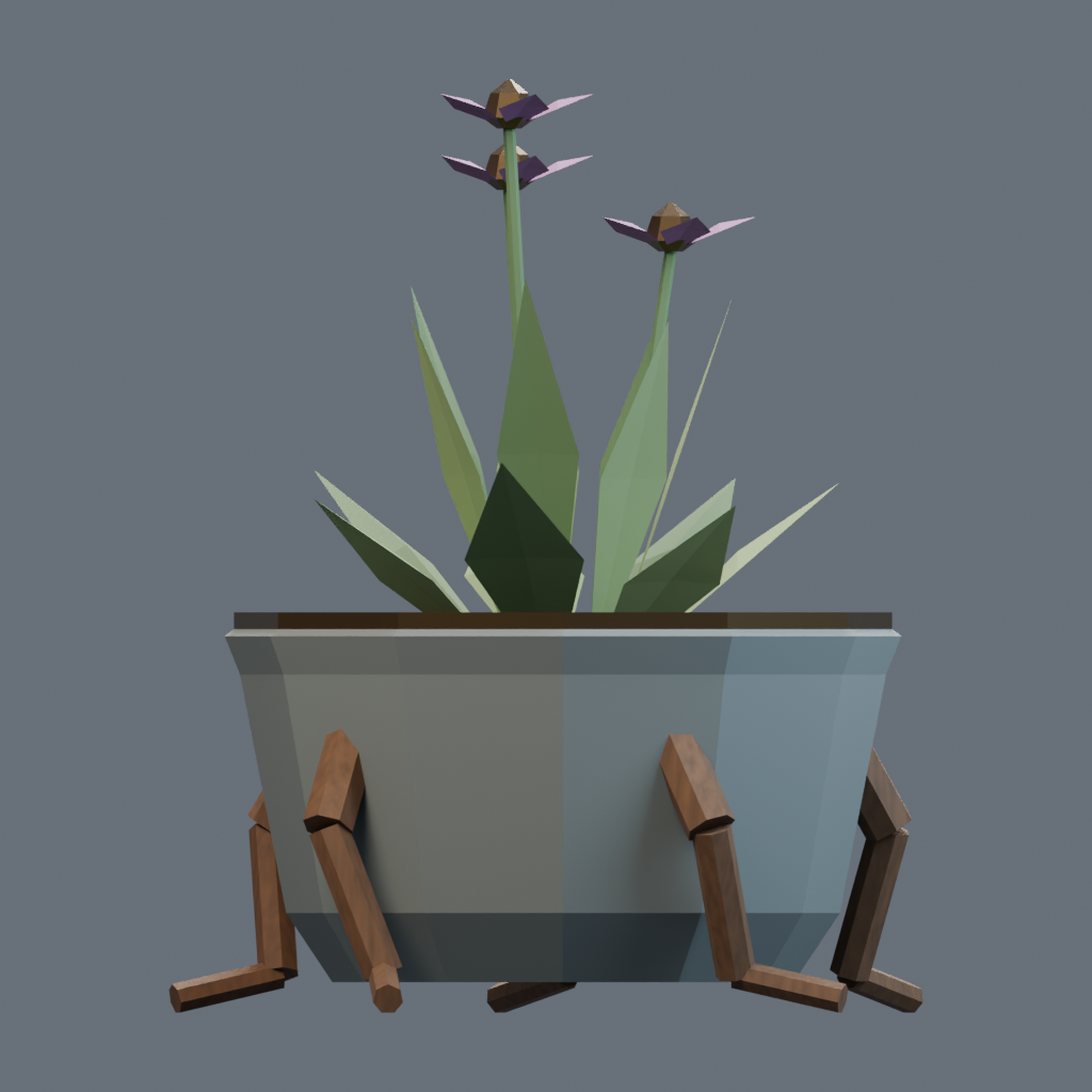 Front orthographic render of the rootbound planter model.