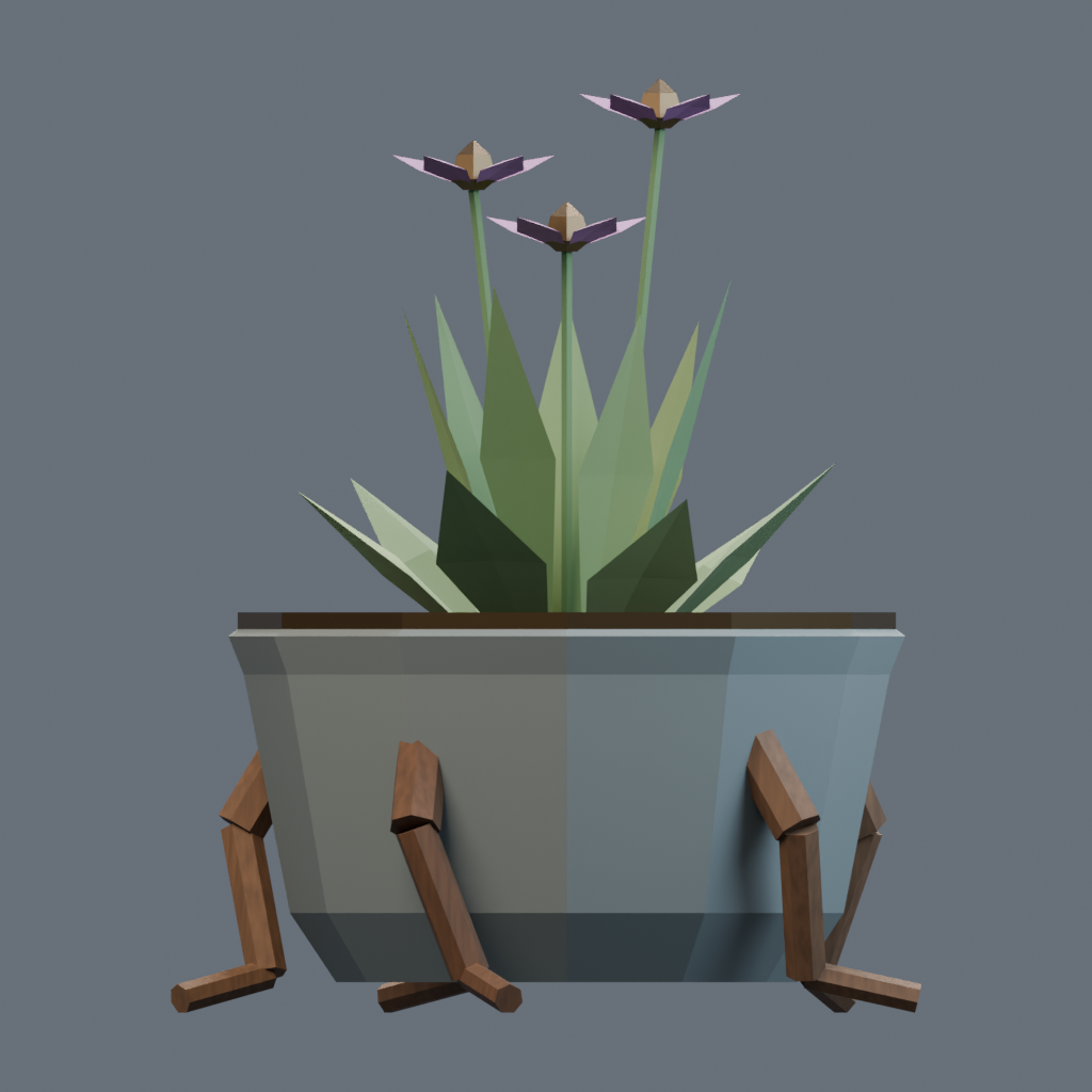 Left orthographic render of the rootbound planter model.