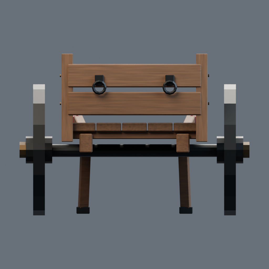 Back orthographic render of the two-wheel supply cart model.