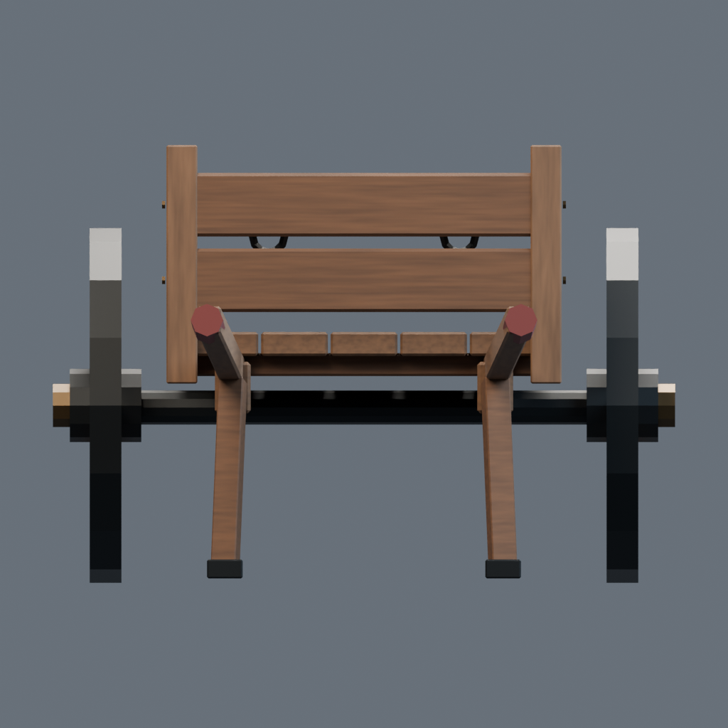 Front orthographic render of the two-wheel supply cart model.