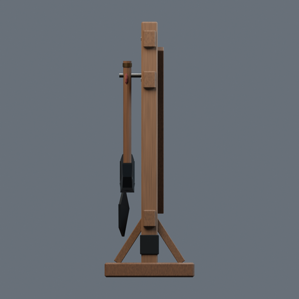 Right orthographic render of the settlement tool rack model.