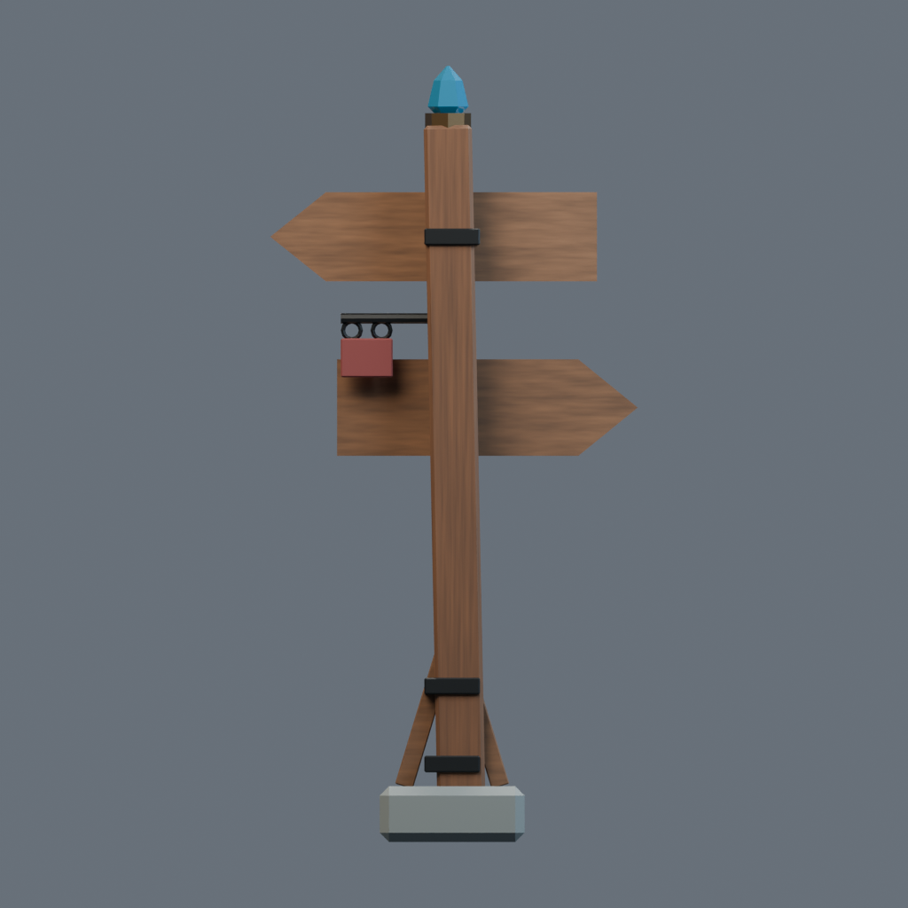 Back orthographic render of the wayfinder signpost model.