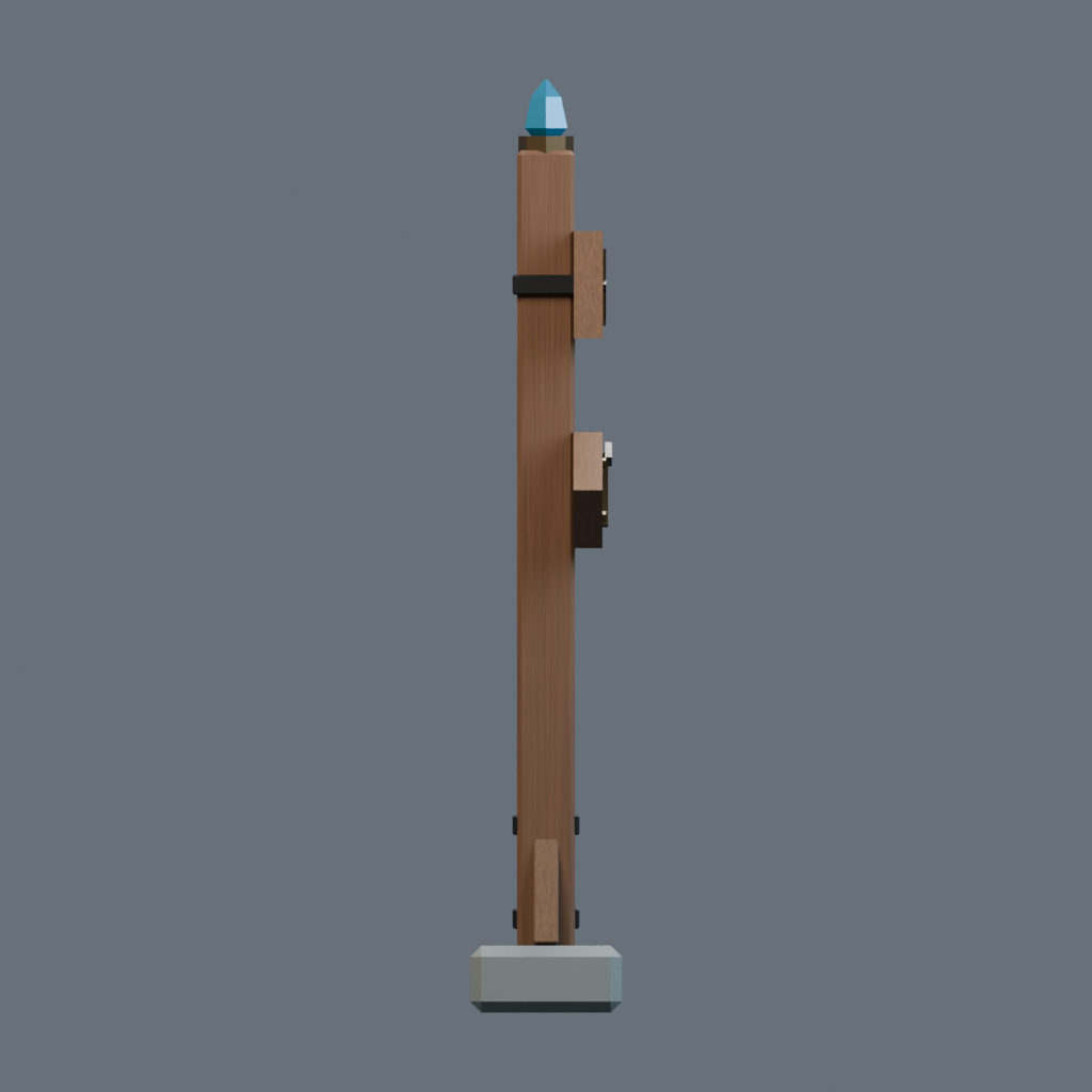 Left orthographic render of the wayfinder signpost model.