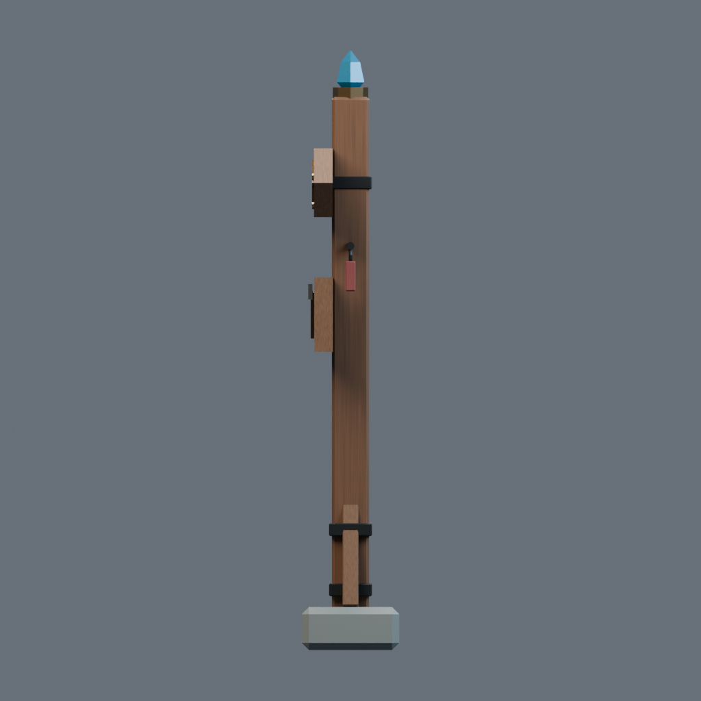Right orthographic render of the wayfinder signpost model.